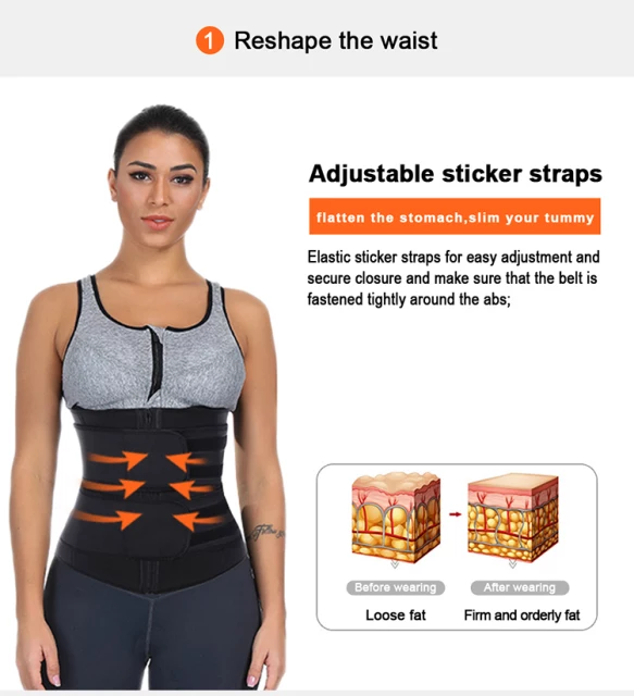 Fashion Women Latex Removable Double Starps Waist Trainer Trimmer Belt Body  Shaper Cincher Slimming Belt High Compression Abdomen Belt
