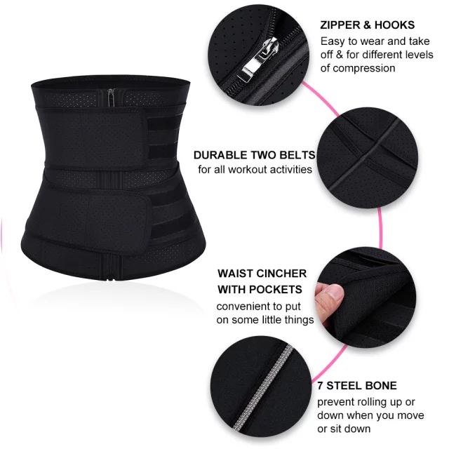 DOUBLE BELT LATEX WAIST TRAINERS WITH ZIP
